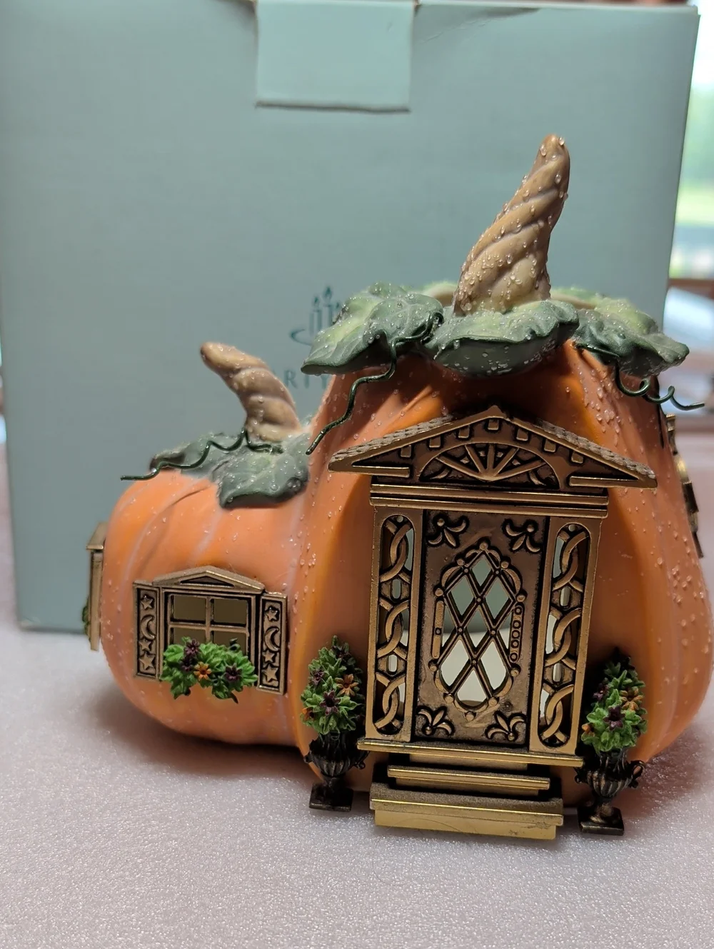 NIB - Pumpkin Cottage Tealight Holder, Partylite